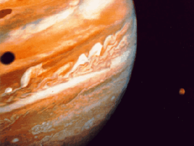 Jupiter, Io, and Ganymede’s Shadow