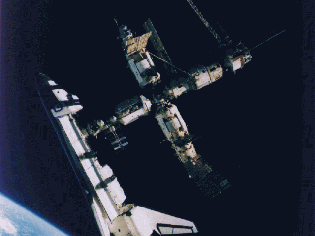 The Space Shuttle Docks with Mir