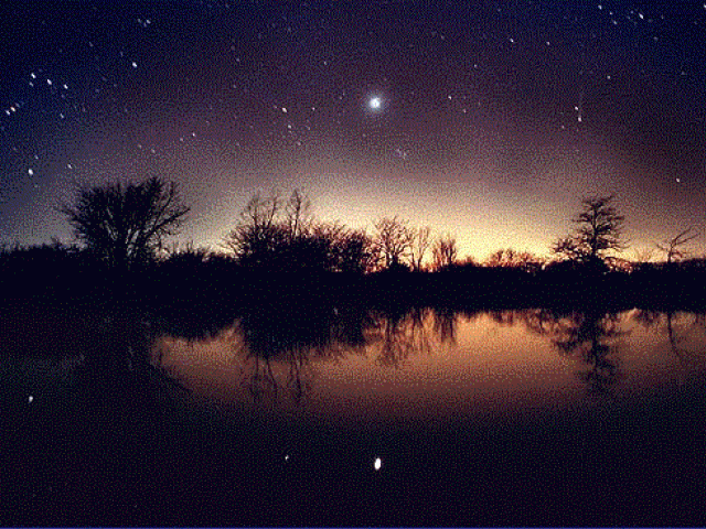 Hyakutake, Venus, Orion, and Pond