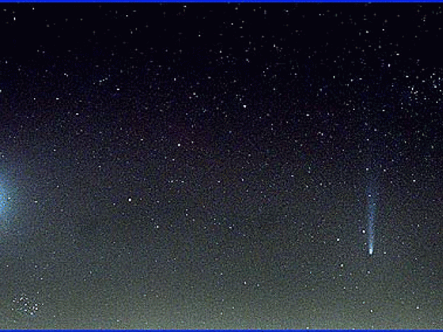 Comet Hyakutake on a Starry Night