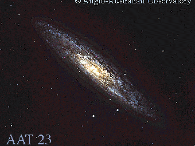 Spiral Galaxy NGC 253 Almost Sideways