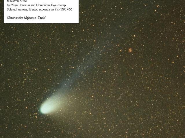Comet Hale-Bopp and the Dumbbell Nebula