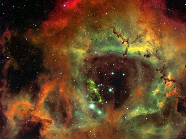 The Rosette Nebula in Hydrogen, Oxygen, and Sulfur