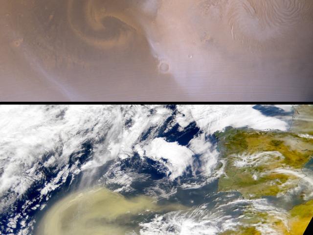 A Polar Martian Dust Storm