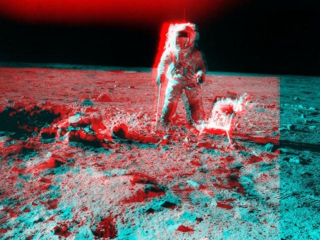 Apollo 12: Stereo View Near Surveyor Crater