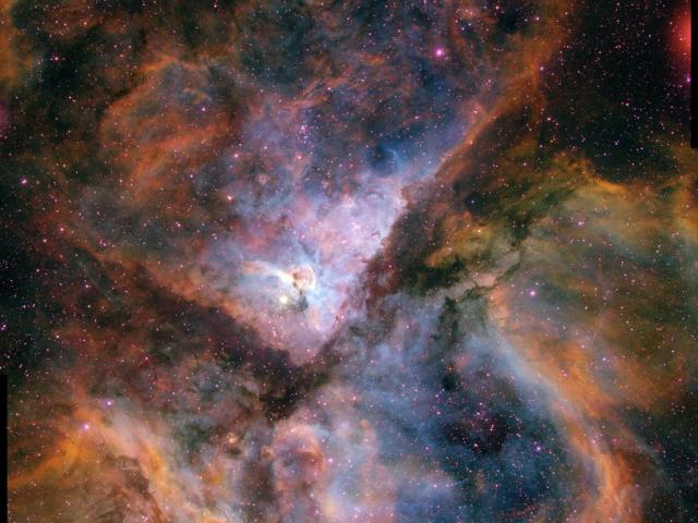 The Carina Nebula in Three Colors