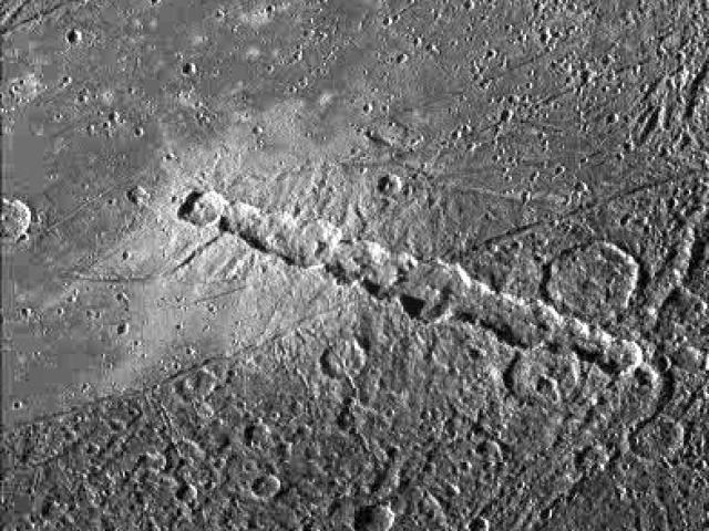 Ganymede: Torn Comet Crater Chain
