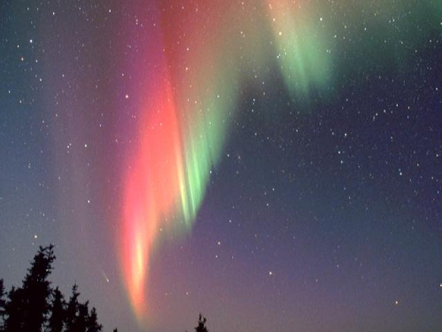 Comet and Aurora Over Alaska
