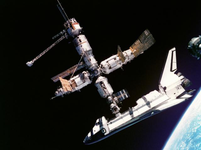 The Space Shuttle Docked with Mir