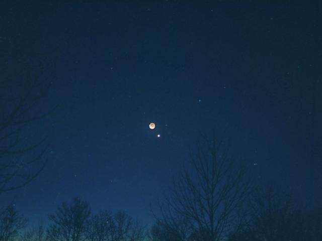 Moon, Mars, Venus, and Spica