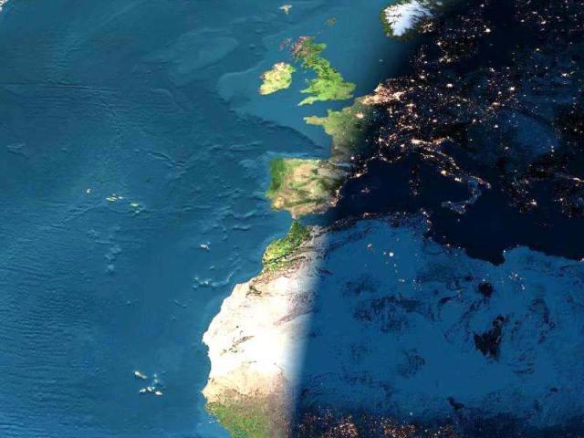 A Digital Sunset Over Europe and Africa