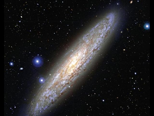 Spiral Galaxy NGC 253 Almost Sideways