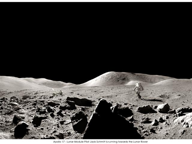 Apollo 17 Panorama: Astronaut Running