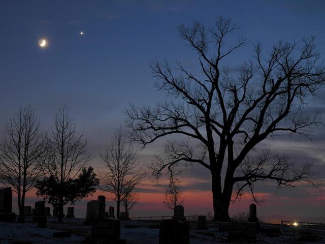 December Moon Meets Evening Star