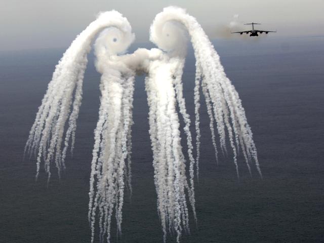 A Smoke Angel from Airplane Flares