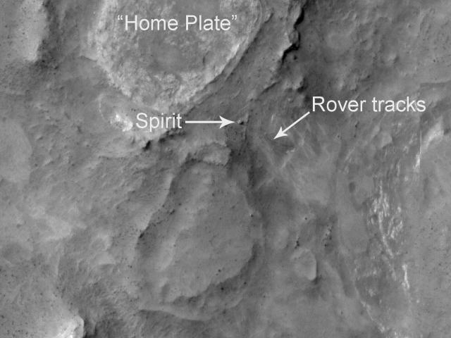 Spirit Rover on Mars Imaged from Orbit