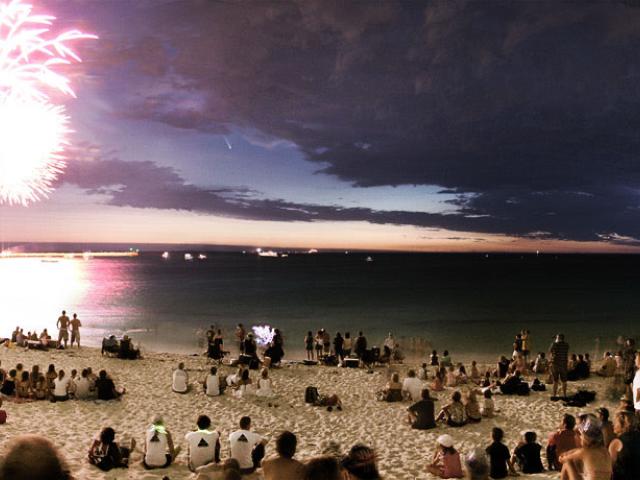 Comet Between Fireworks and Lightning