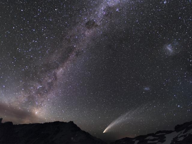 Three Galaxies and a Comet