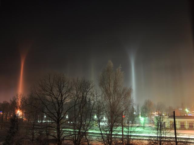Unusual Light Pillars Over Latvia