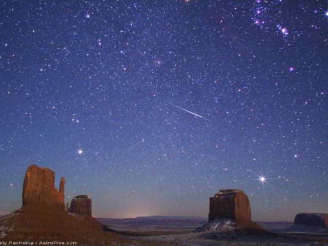 Geminid Meteor over Monument Valley