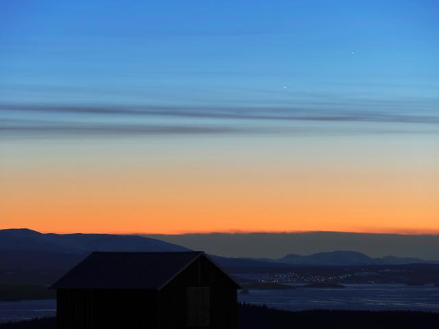 Mercury and Jupiter at Sunset