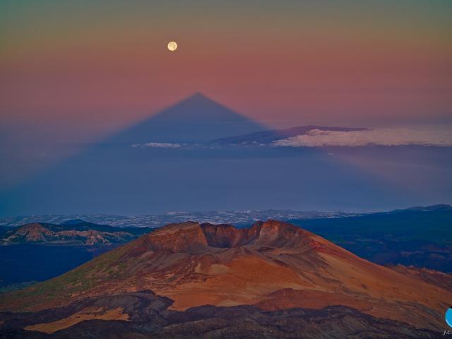 A Triangular Shadow of a Large Volcano