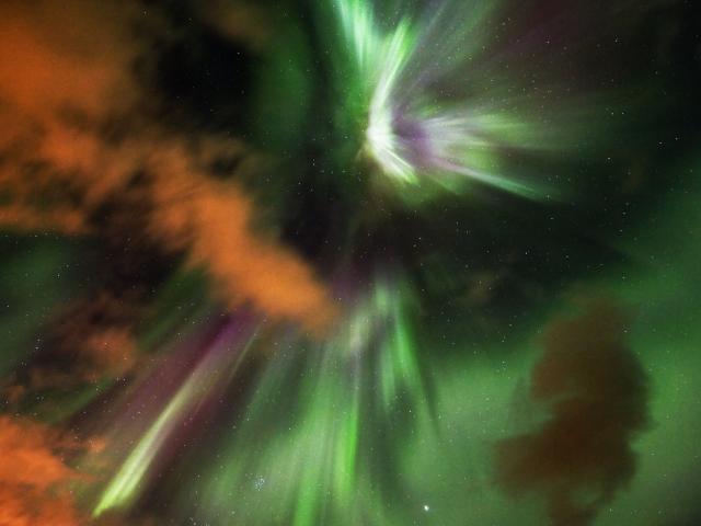 Cloudy Night of the Northern Lights