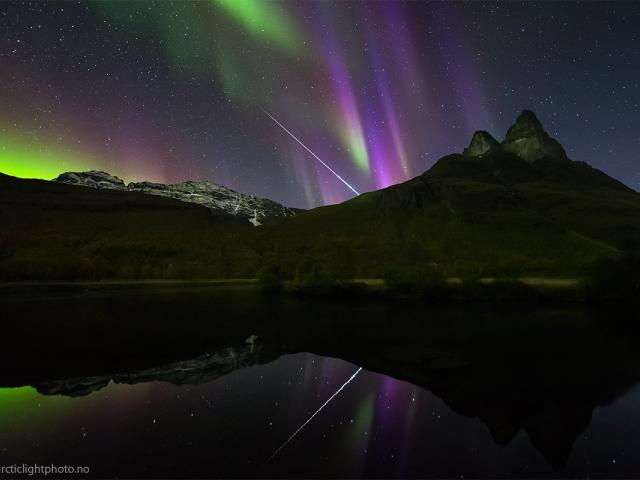 Aurora and Fireball Over Norway
