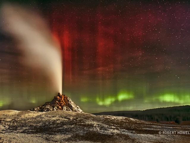 Aurora Over White Dome Geyser