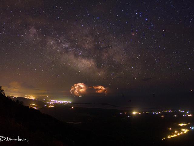 Stars and Lightning Over Greece