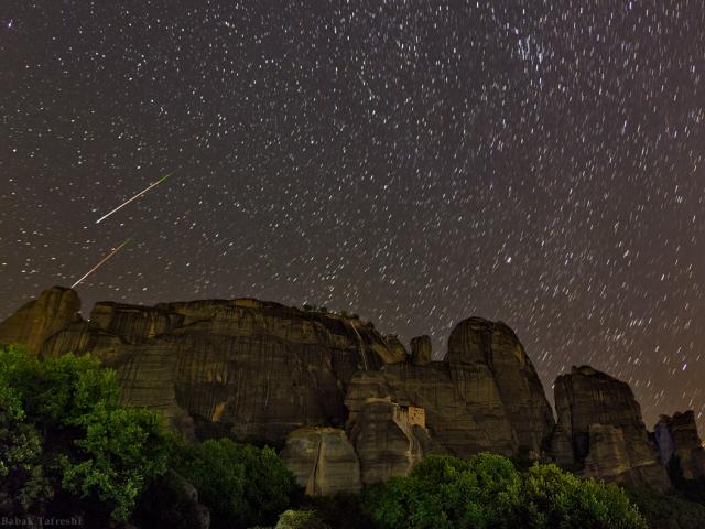 Perseids over Meteora