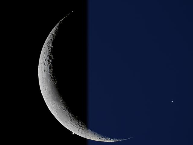 Crescent Moon Meets Evening Star