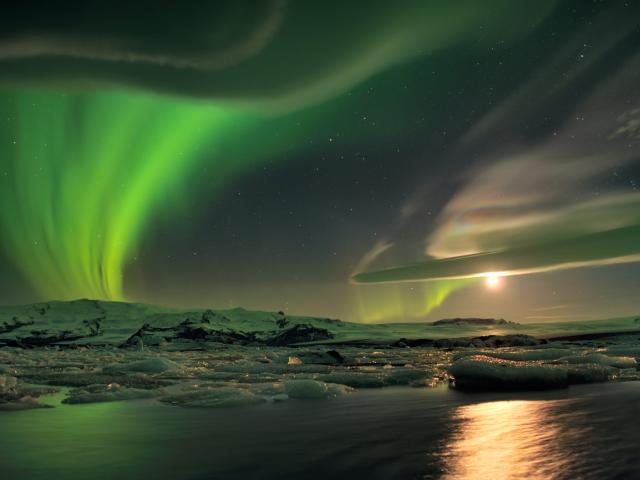 Aurora and Unusual Clouds Over Iceland