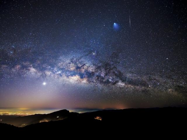 Rocket, Meteor, and Milky Way over Thailand