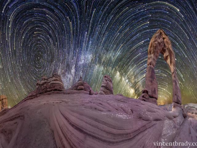 Warped Sky: Star Trails over Arches National Park