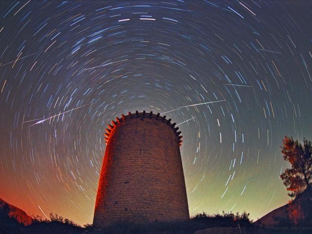 Leonids Above Torre de la Guaita