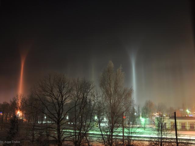 Unusual Light Pillars over Latvia