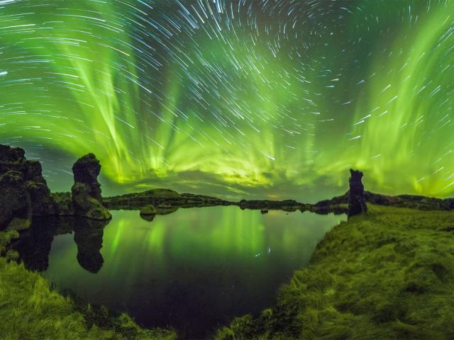 Auroras and Star Trails over Iceland