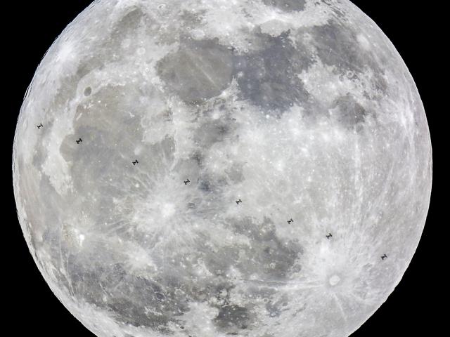 Supermoon and Space Station