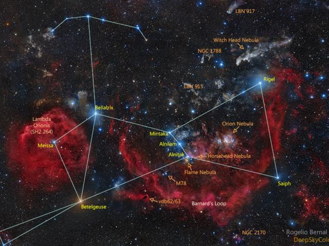 Official Star Names for Orion