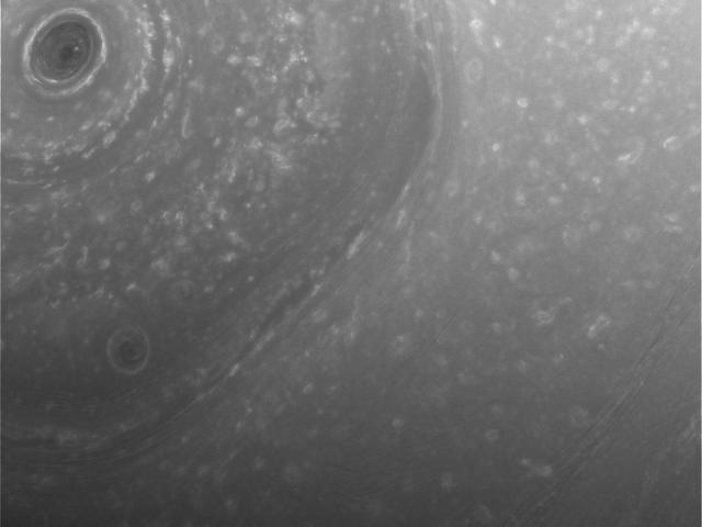Over Saturn’s Turbulent North Pole
