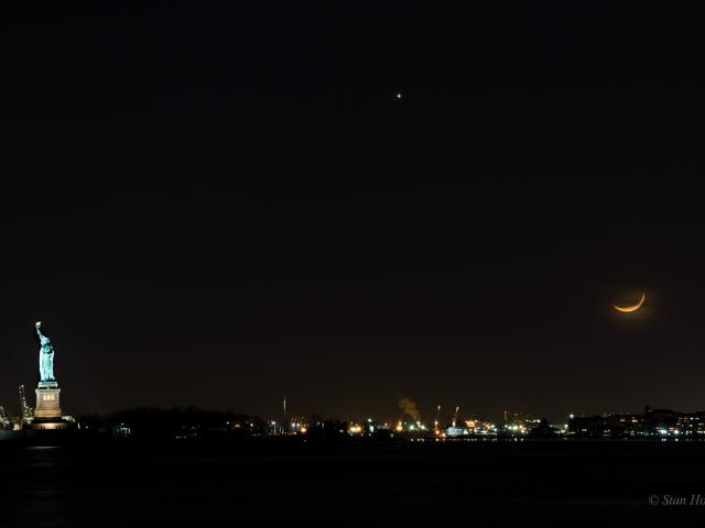 New York Harbor Moonset
