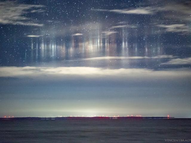 Light Pillars over Whitefish Bay