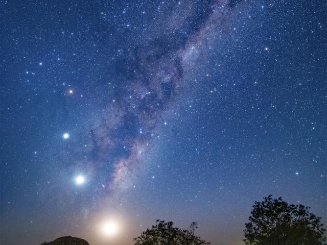 Moon, Four Planets, and Emu