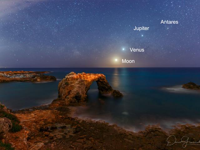 Celestial Alignment over Sicilian Shore