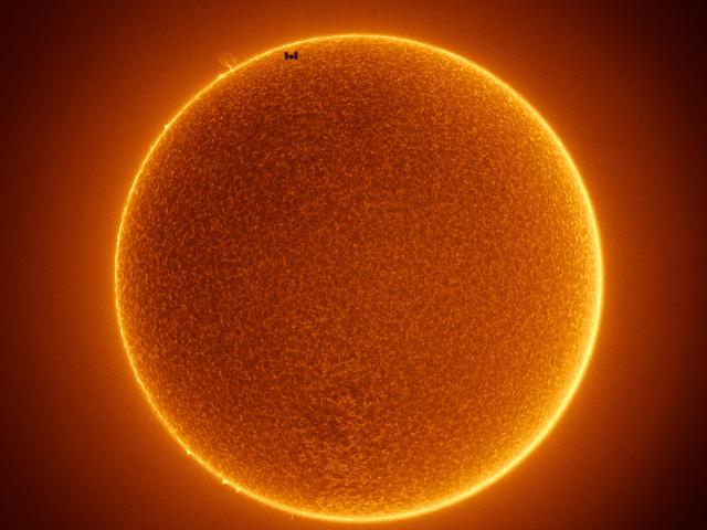 The Space Station Crosses a Spotless Sun