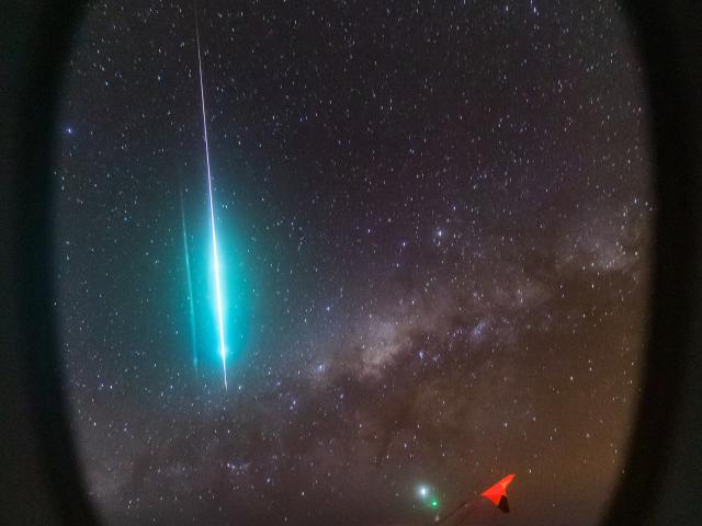 Mid-Air Meteor and Milky Way