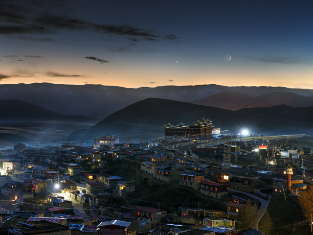 Moon and Planets at Twilight