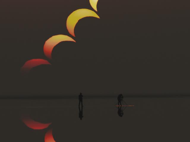 A Partial Solar Eclipse Sequence Reflected