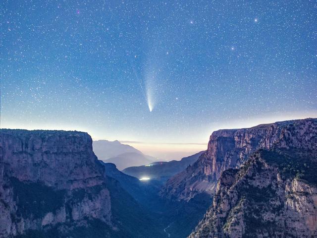 Comet NEOWISE over Vikos Gorge